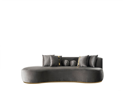 Ella Gray Velvet Chaise Lounge - Mattress on Demand