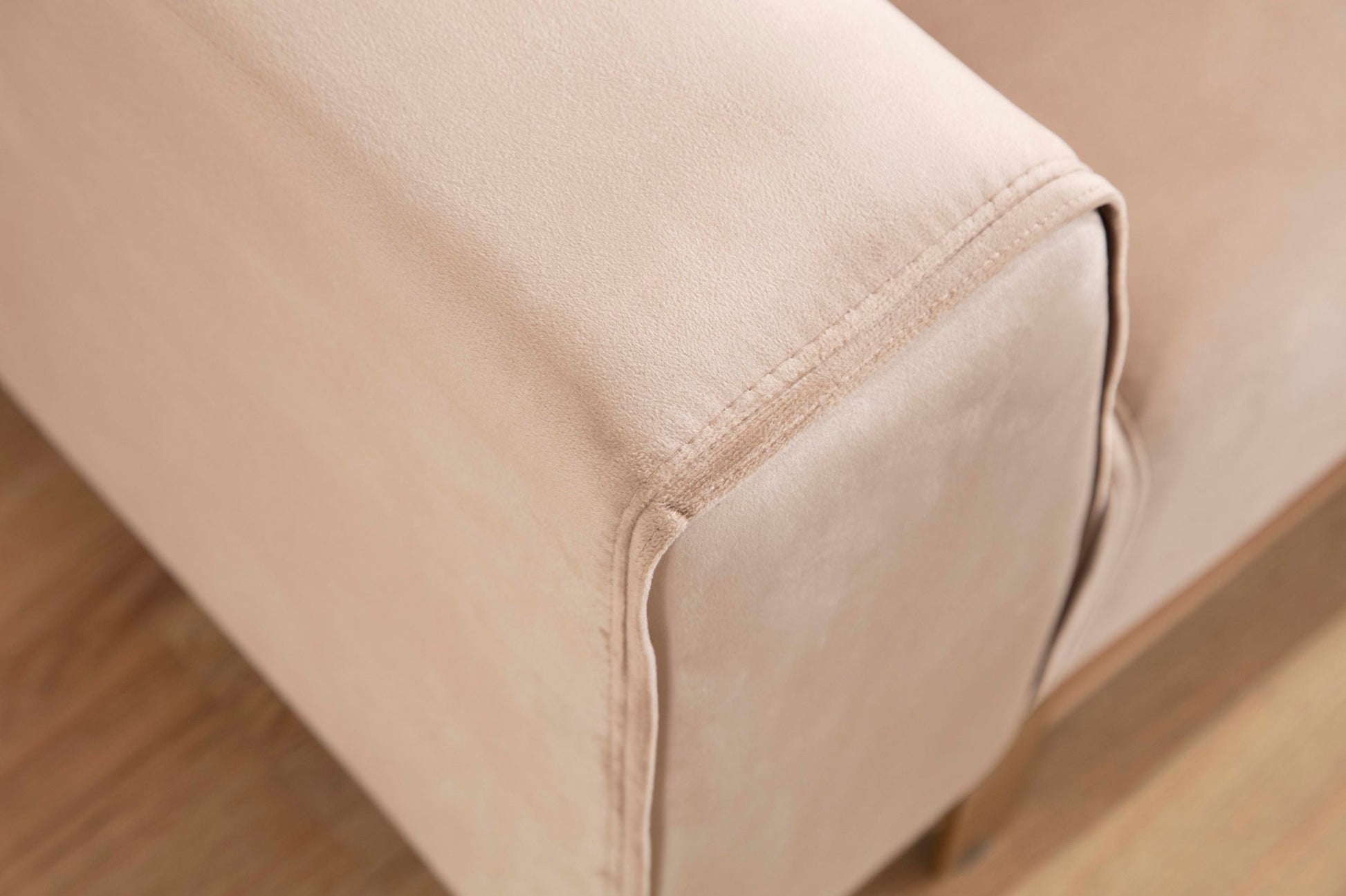 Emily Beige Velvet Sectional - Mattress on Demand