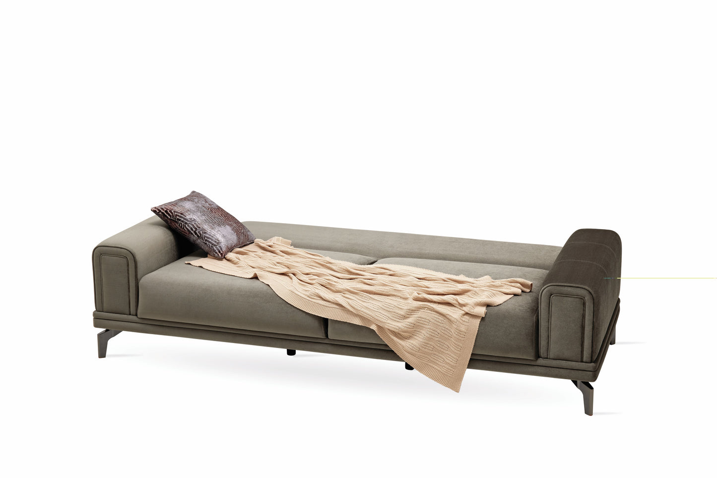 Evora Khaki Green 3-Seater Sofa Bed - Mattress on Demand