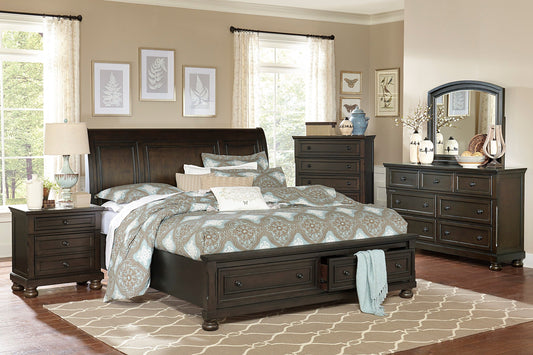 Begonia Grayish Brown Sleigh Storage Platform Bedroom Set