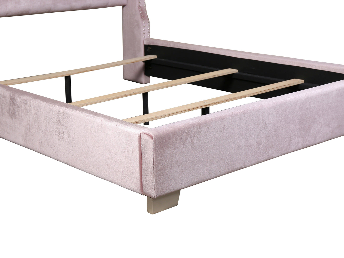 Franco Pink Velvet King Upholstered Bed