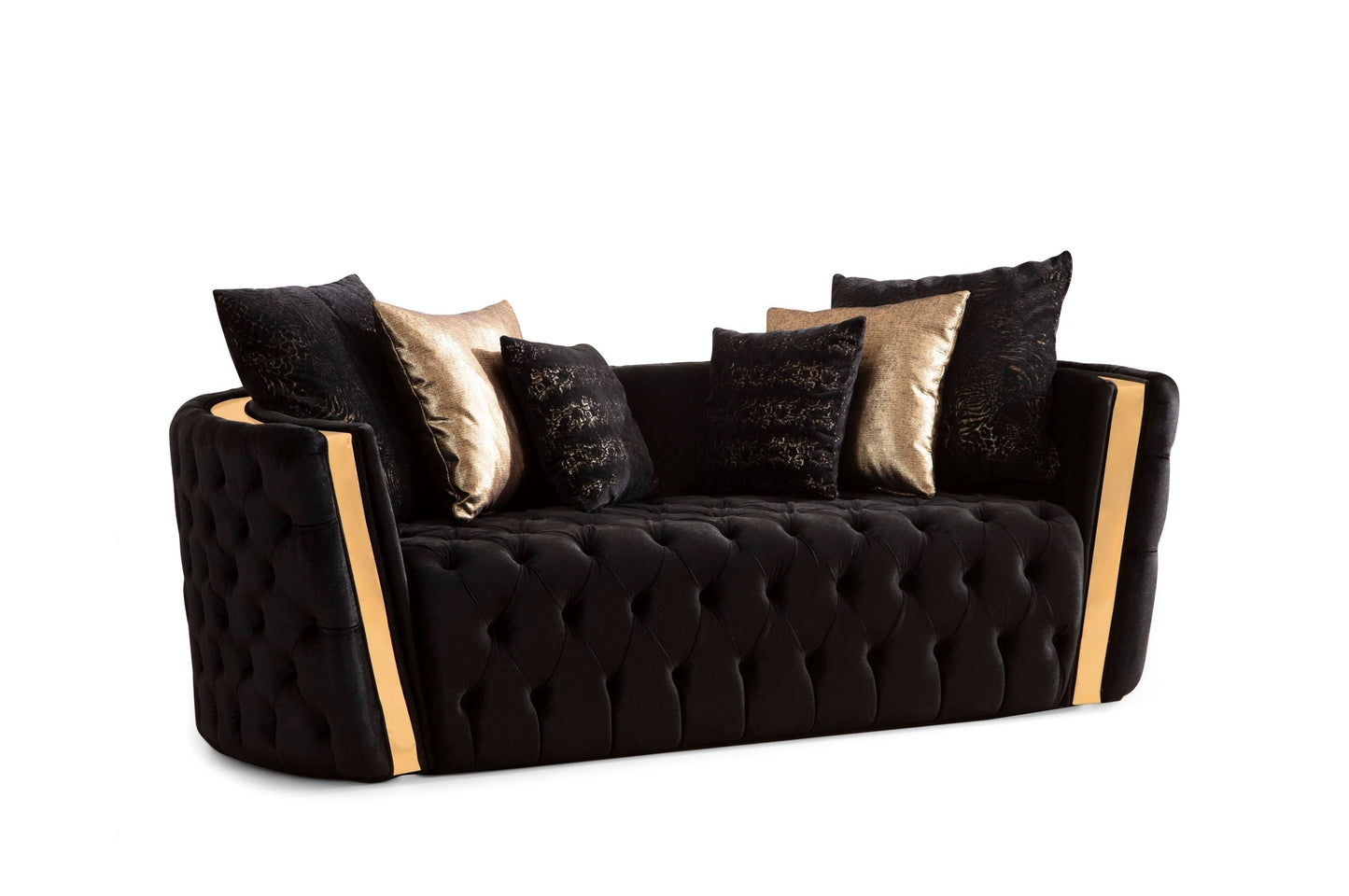 Fanci Black Velvet Living Room Set - Mattress on Demand