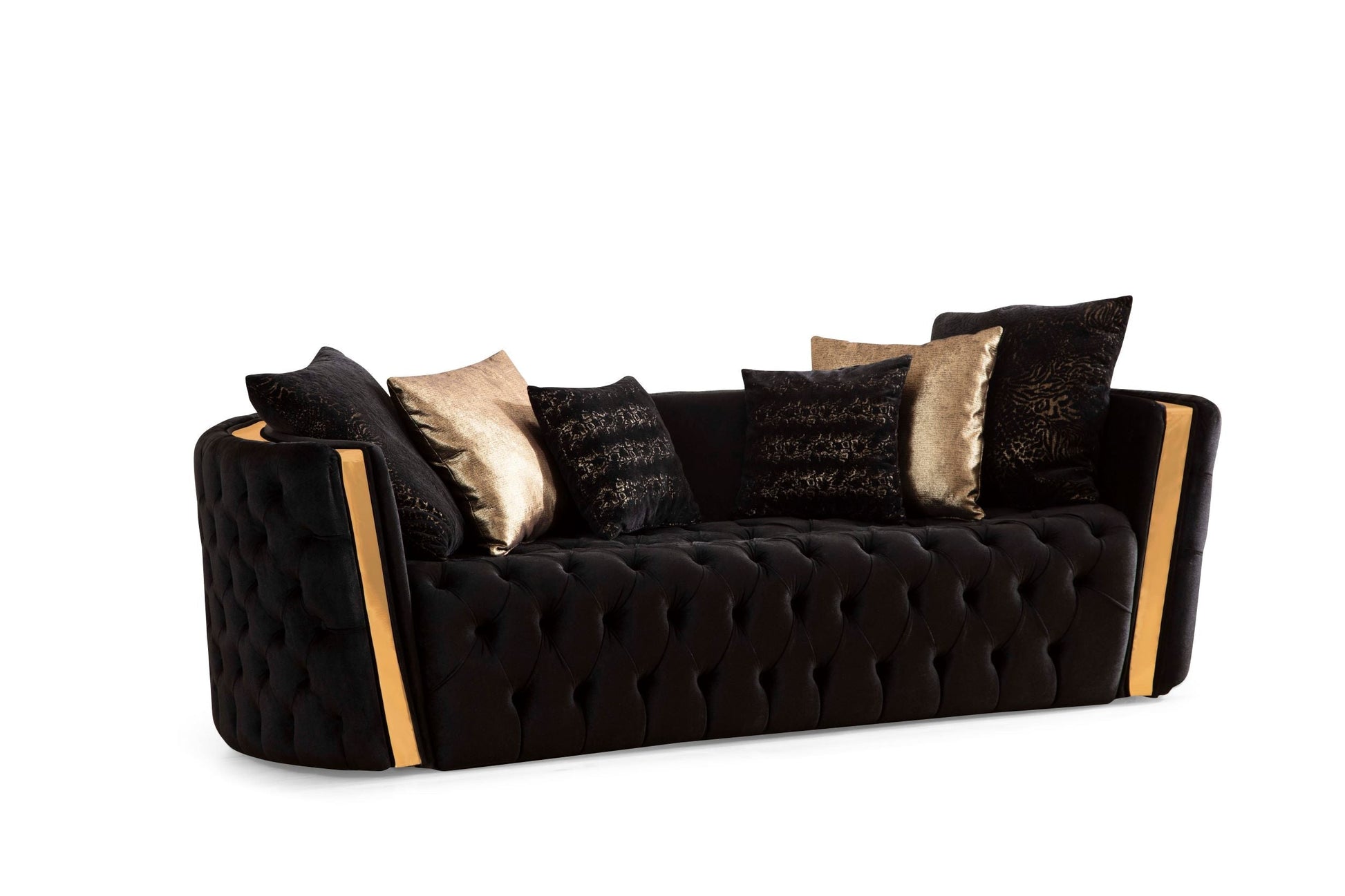 Fanci Black Velvet Living Room Set - Mattress on Demand