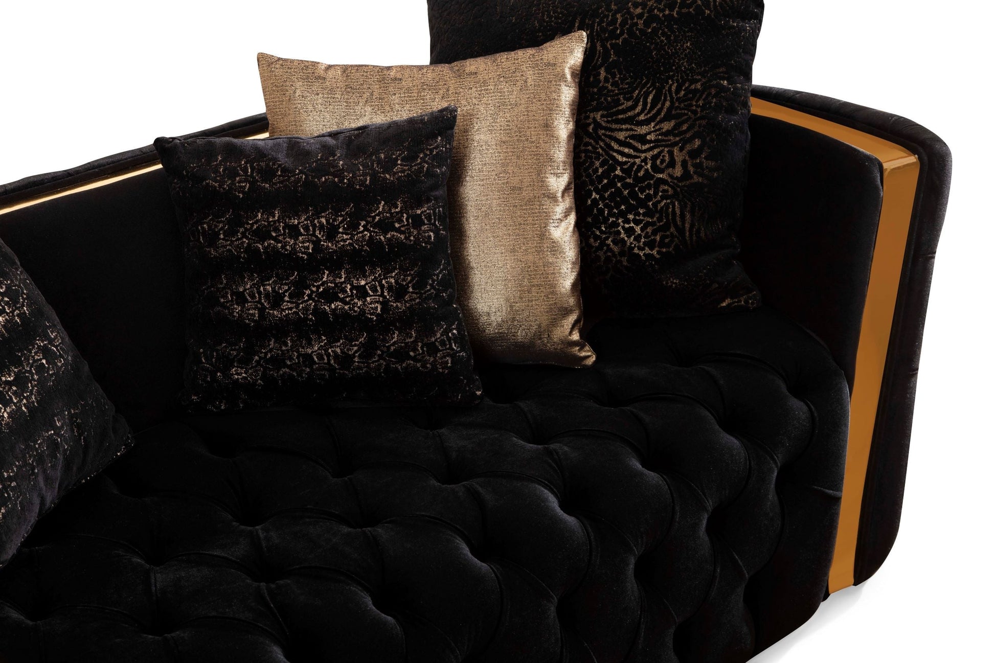 Fanci Black Velvet Living Room Set - Mattress on Demand