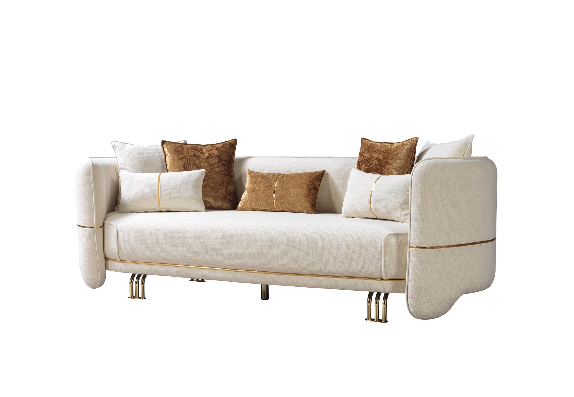 Helena Ivory Velvet Living Room Set - Mattress on Demand