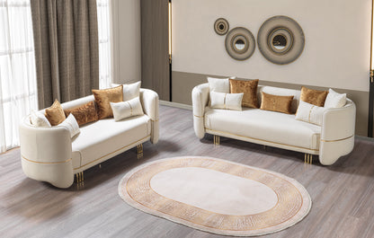 Helena Ivory Velvet Living Room Set - Mattress on Demand