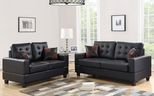 Vega Black Faux Leather Sofa & Loveseat