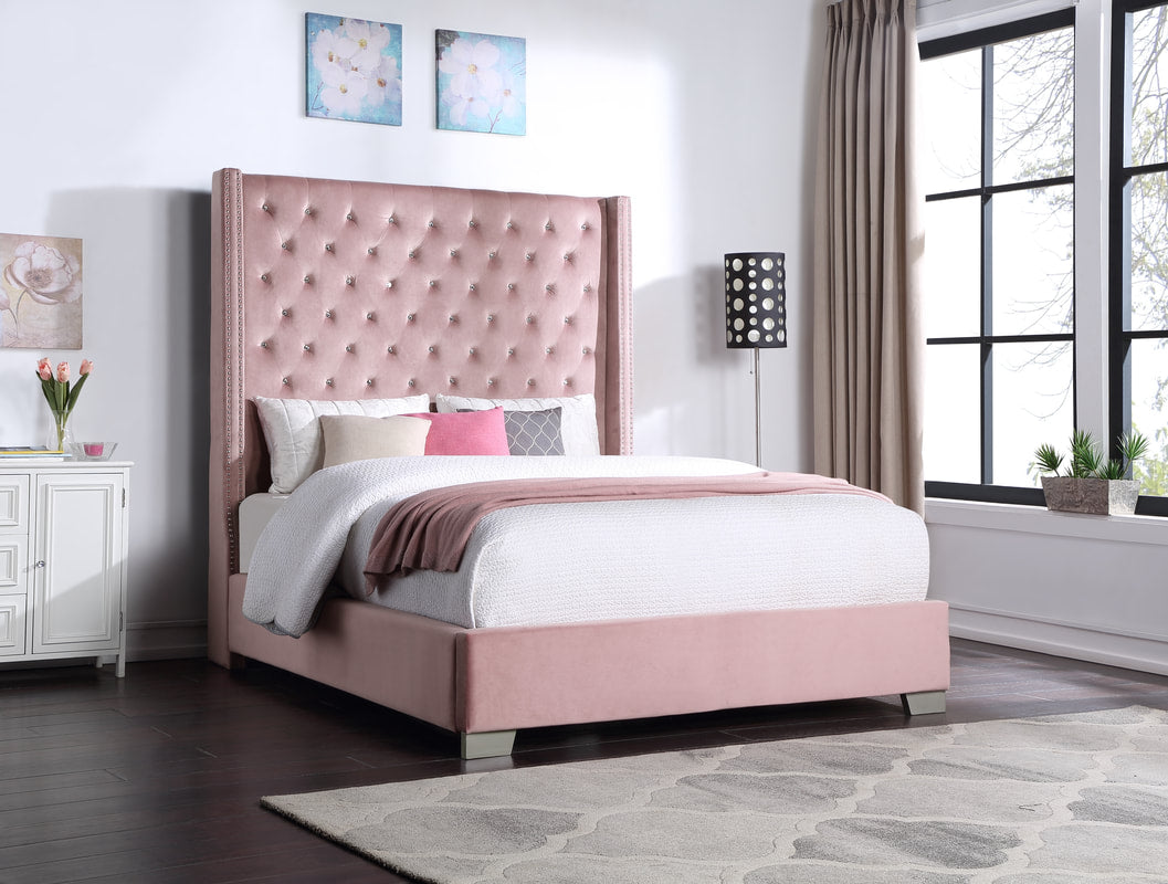 Diamond Tufted Pink 6FT King Bed - Mattress on Demand