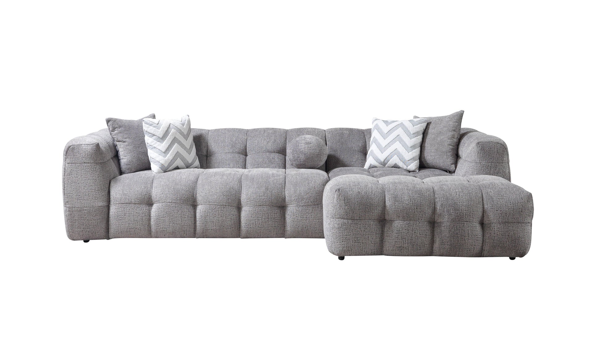 Ivy Gray Boucle RAF Sectional - Mattress on Demand