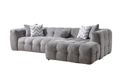 Ivy Gray Boucle RAF Sectional - Mattress on Demand