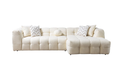 Ivy Ivory Boucle RAF Sectional - Mattress on Demand