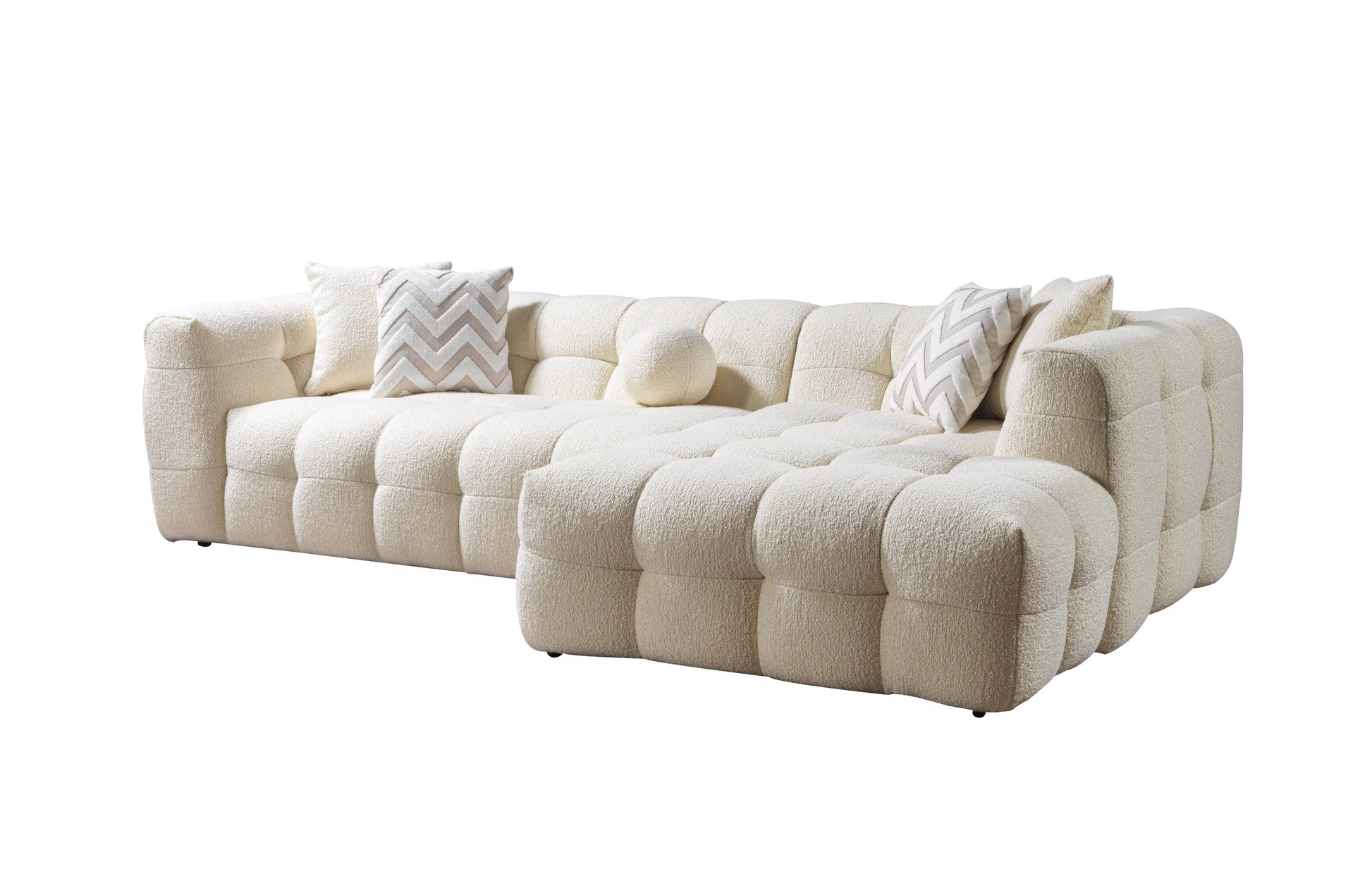 Ivy Ivory Boucle RAF Sectional - Mattress on Demand