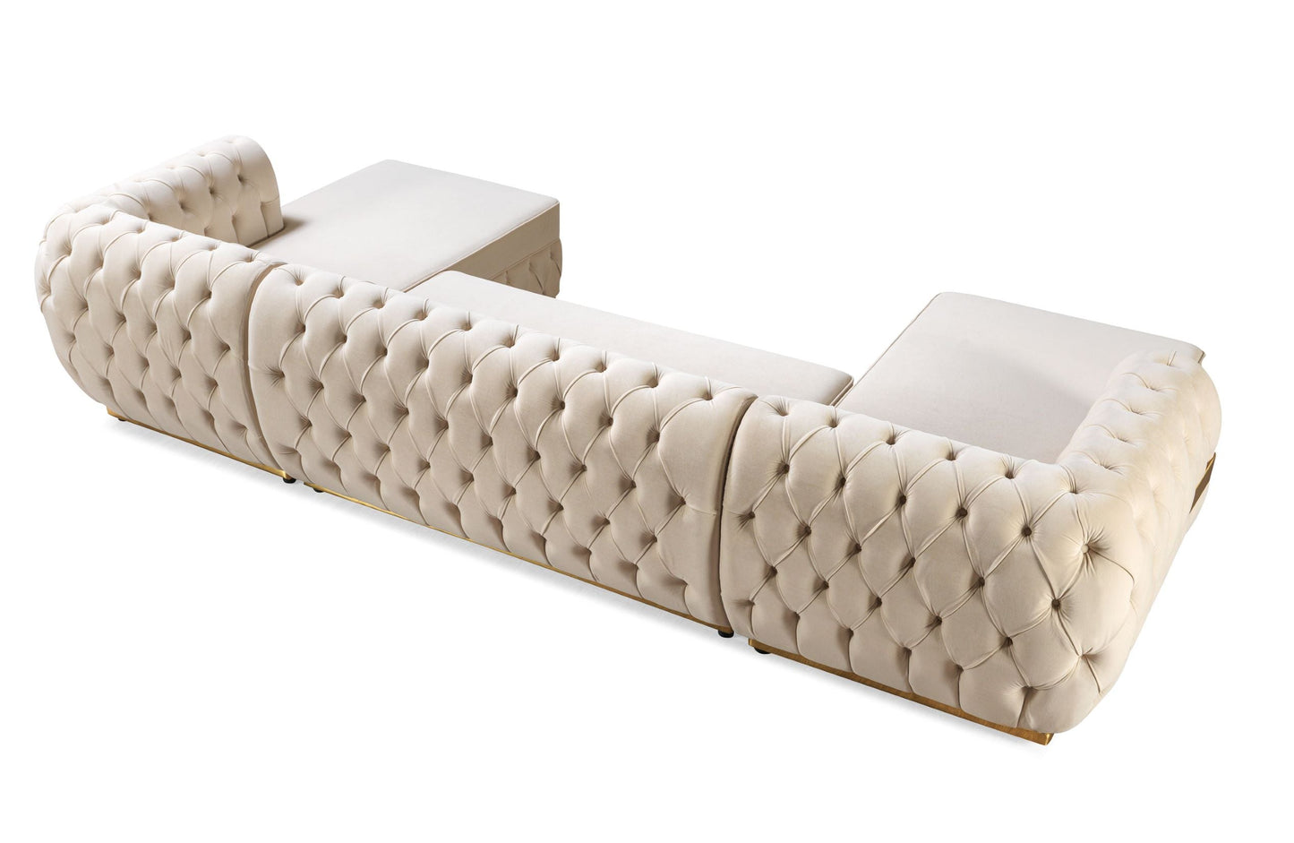 Jester Ivory Velvet Double Chaise Sectional - Mattress on Demand