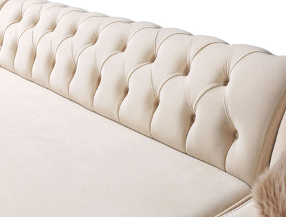 Jester Ivory Velvet Double Chaise Sectional - Mattress on Demand