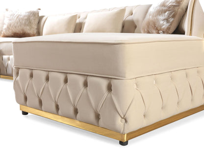 Jester Ivory Velvet Double Chaise Sectional - Mattress on Demand