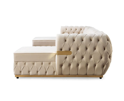 Jester Ivory Velvet Double Chaise Sectional - Mattress on Demand