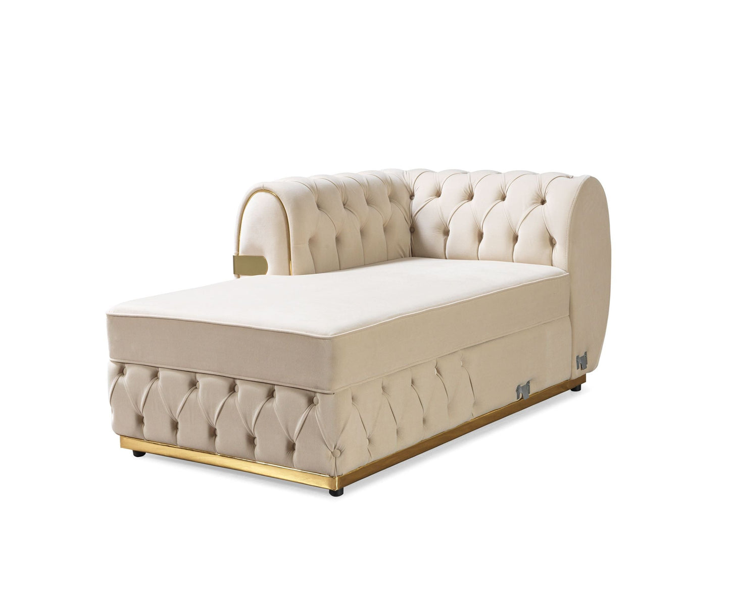 Jester Ivory Velvet Double Chaise Sectional - Mattress on Demand