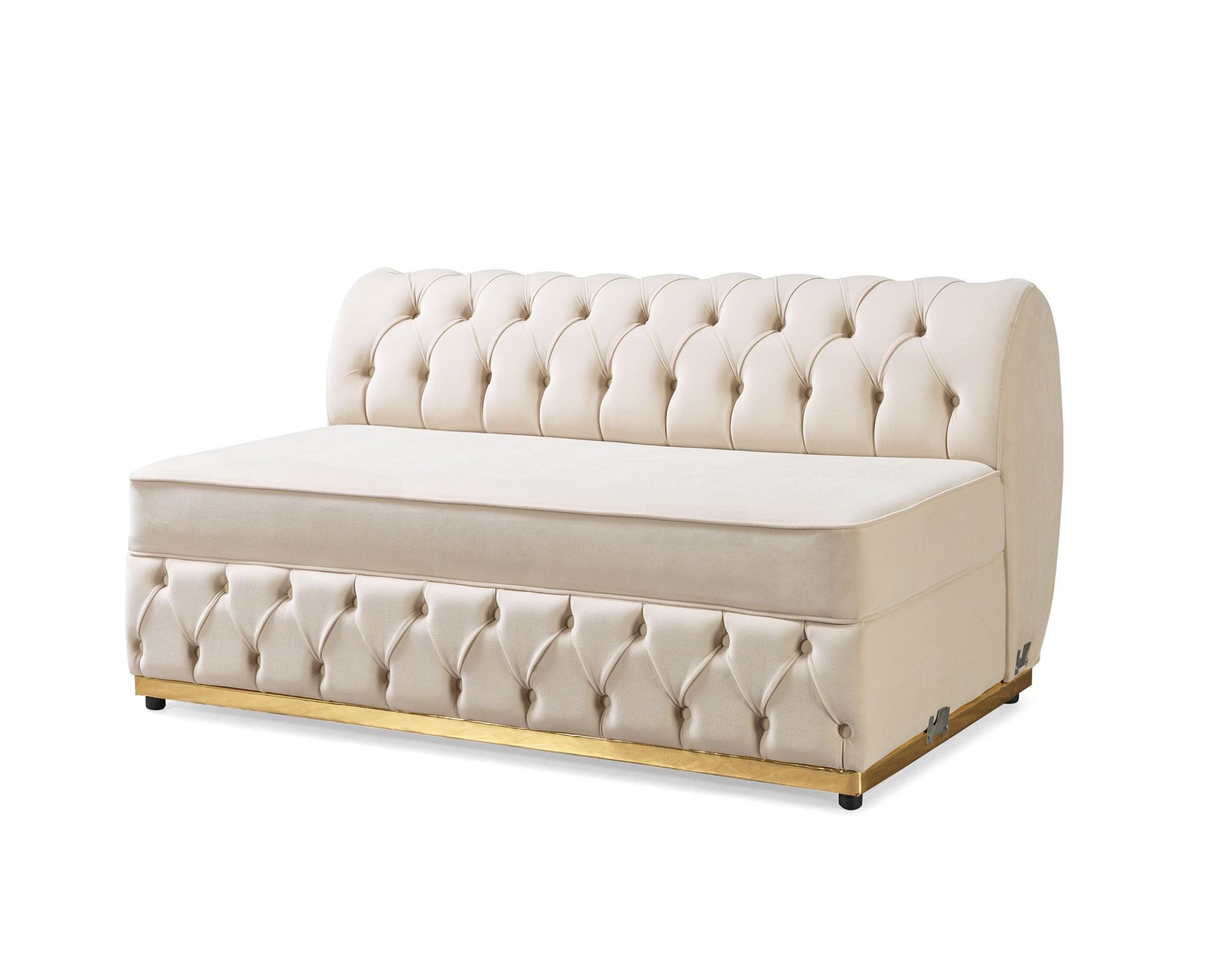 Jester Ivory Velvet Double Chaise Sectional - Mattress on Demand