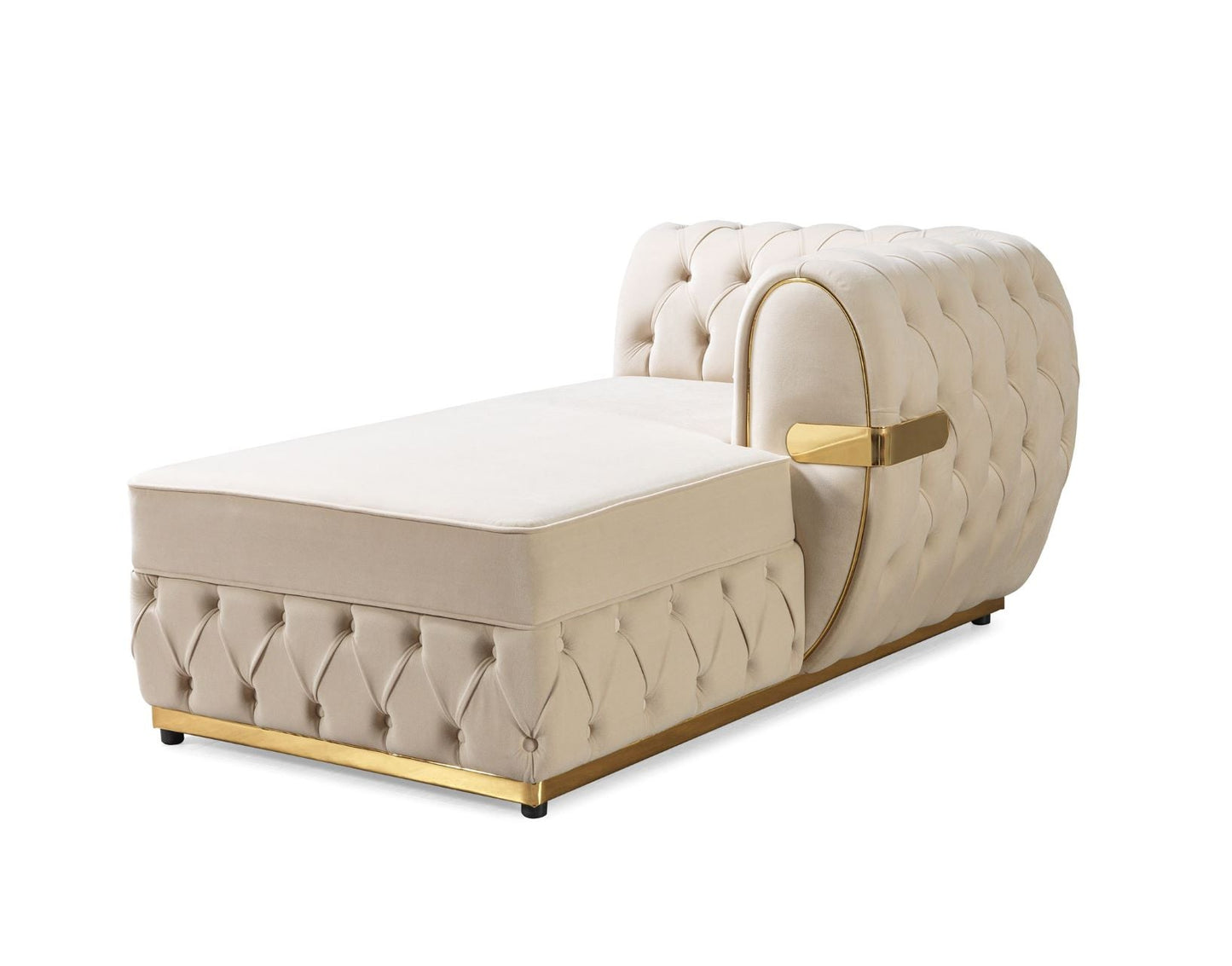 Jester Ivory Velvet Double Chaise Sectional - Mattress on Demand