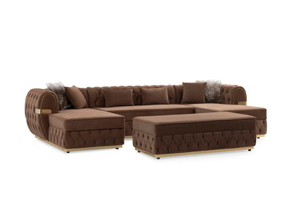 Jester Mocha Velvet Rectangle Ottoman - Mattress on Demand