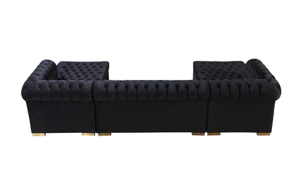 Lauren Black Velvet Double Chaise Sectional - Mattress on Demand