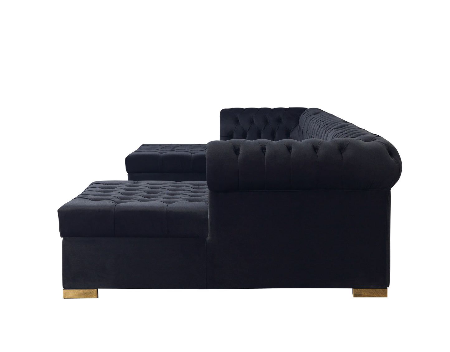 Lauren Black Velvet Double Chaise Sectional - Mattress on Demand