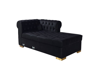 Lauren Black Velvet Double Chaise Sectional - Mattress on Demand