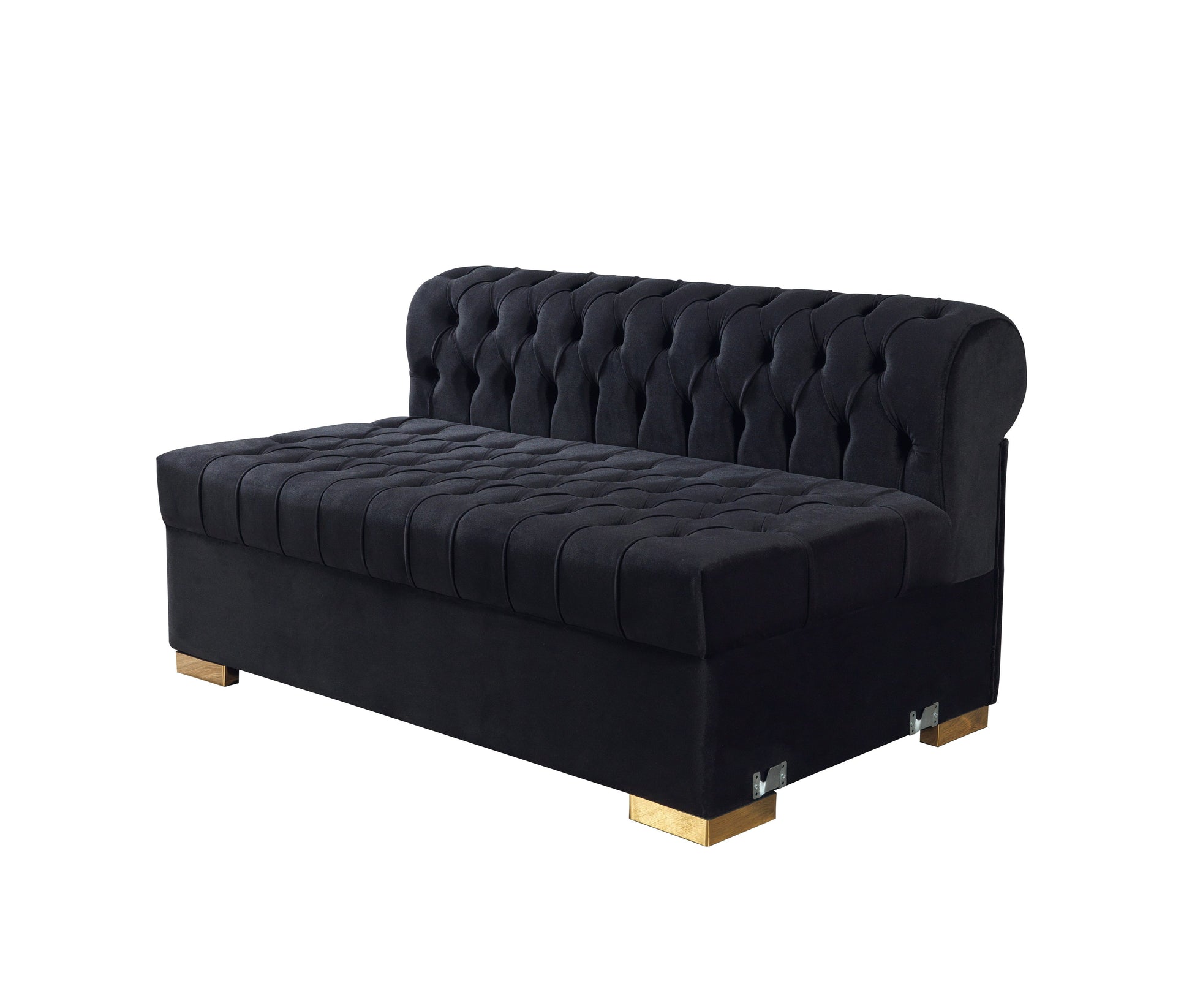 Lauren Black Velvet Double Chaise Sectional - Mattress on Demand