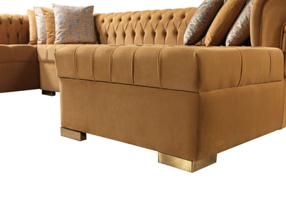 Lauren Mustard Velvet Double Chaise Sectional - Mattress on Demand