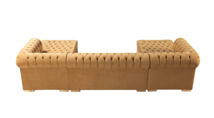 Lauren Mustard Velvet Double Chaise Sectional - Mattress on Demand