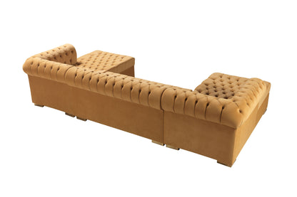 Lauren Mustard Velvet Double Chaise Sectional - Mattress on Demand