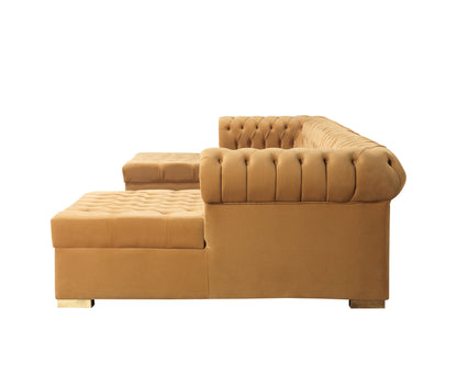 Lauren Mustard Velvet Double Chaise Sectional - Mattress on Demand