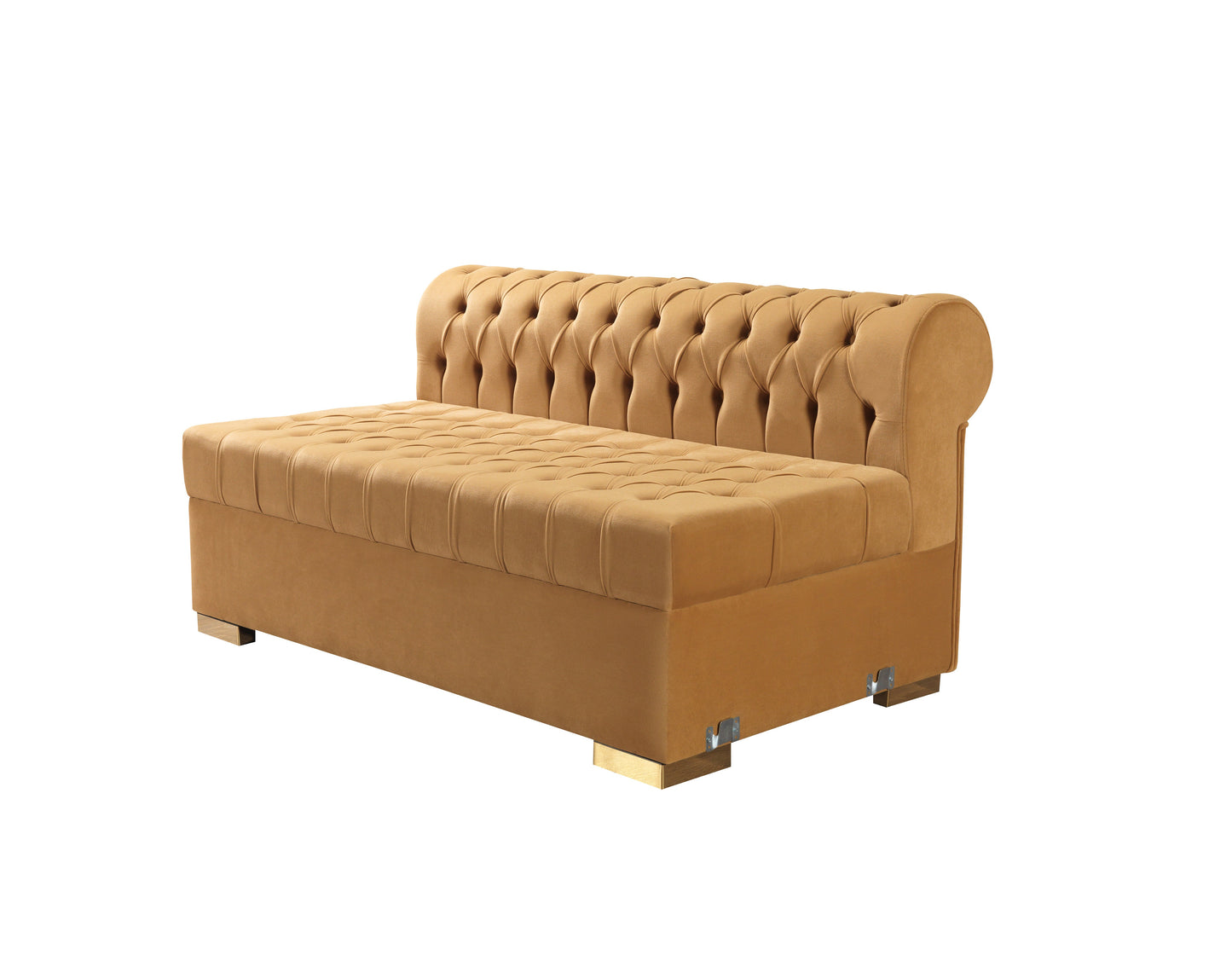 Lauren Mustard Velvet Double Chaise Sectional - Mattress on Demand