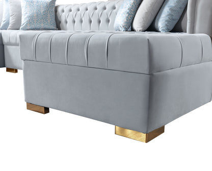 Lauren Pearl Velvet Double Chaise Sectional - Mattress on Demand