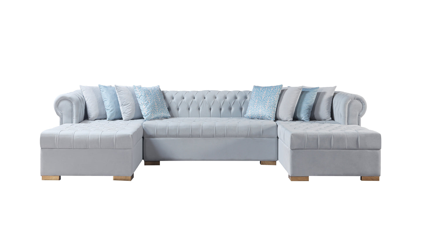 Lauren Pearl Velvet Double Chaise Sectional - Mattress on Demand