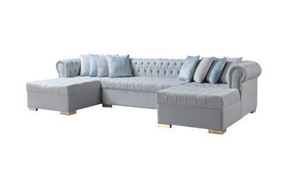 Lauren Pearl Velvet Double Chaise Sectional - Mattress on Demand