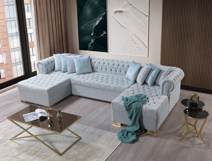 Lauren Pearl Velvet Double Chaise Sectional - Mattress on Demand