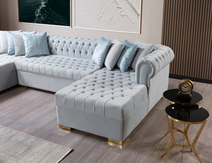 Lauren Pearl Velvet Double Chaise Sectional - Mattress on Demand