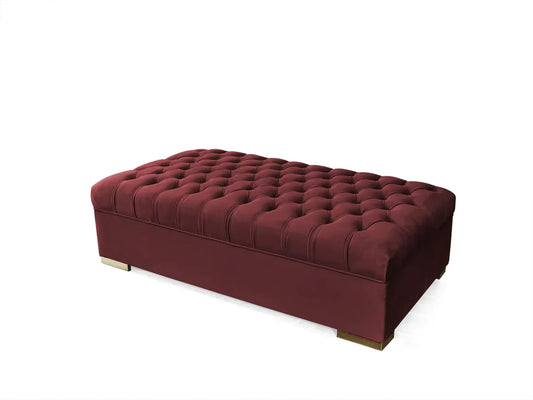 Lauren Maroon Velvet Oversized Ottoman - Mattress on Demand