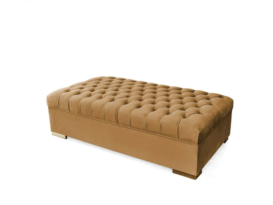 Lauren Mustard Velvet Oversized Ottoman - Mattress on Demand