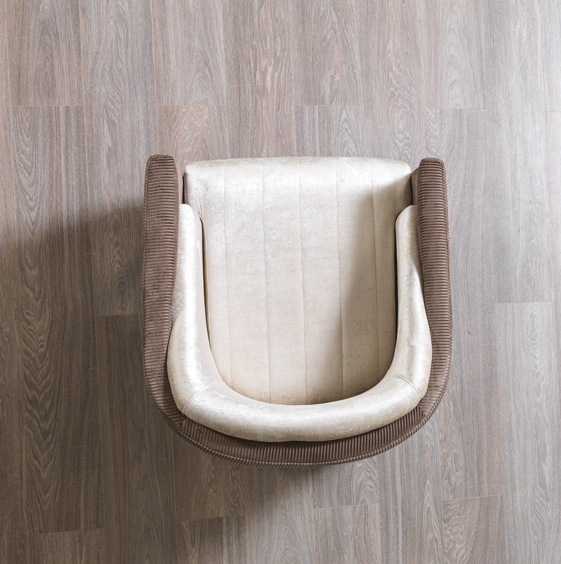 Leina Ivory/Coffee Velvet Chair - Mattress on Demand