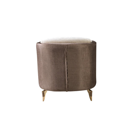 Leina Ivory/Coffee Velvet Chair - Mattress on Demand