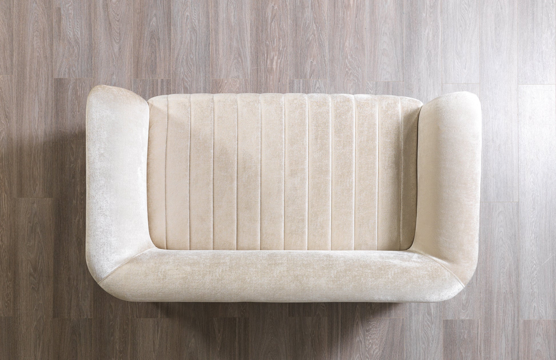 Leina Ivory-Coffee Velvet Loveseat - Mattress on Demand