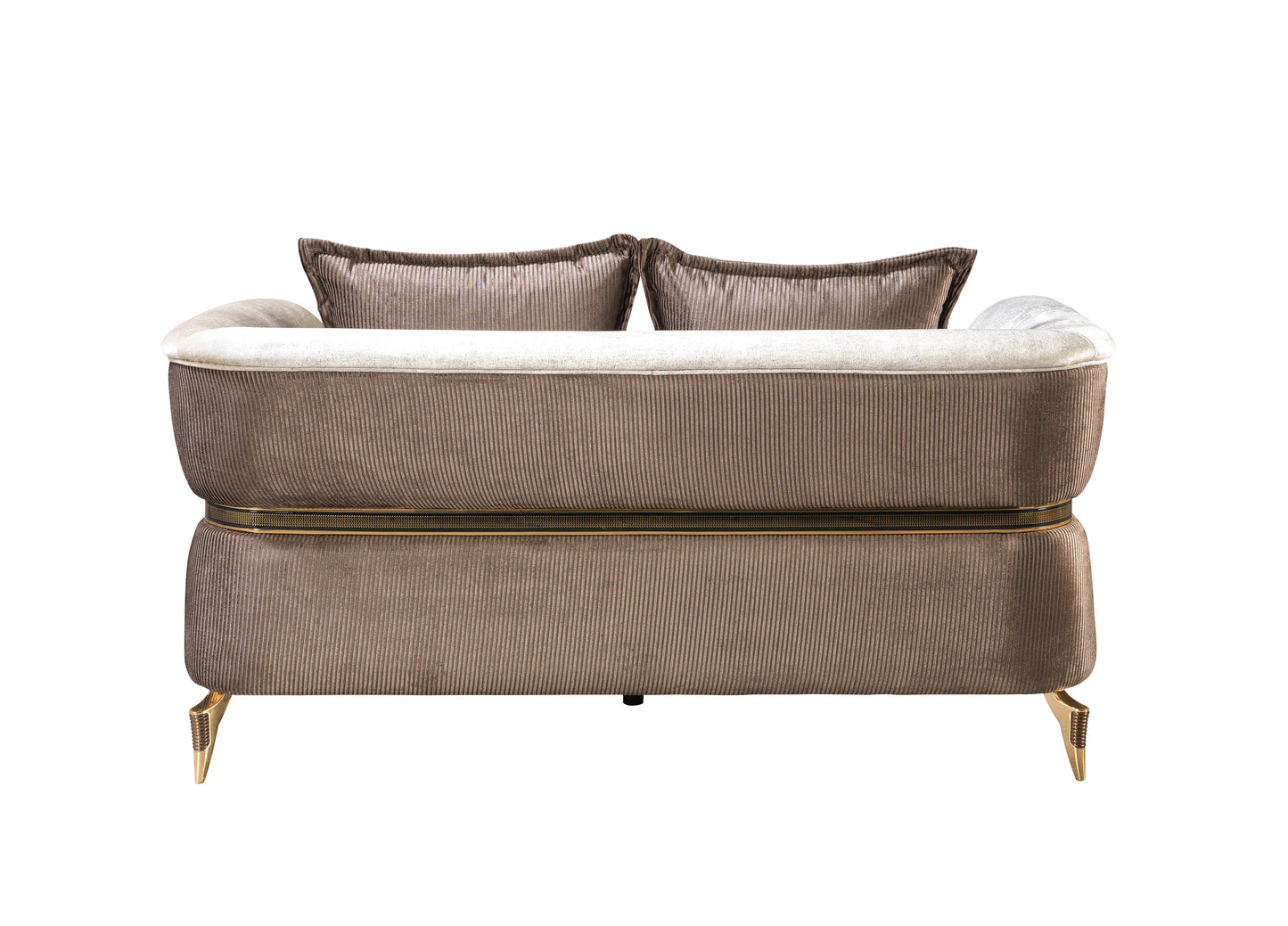 Leina Ivory-Coffee Velvet Loveseat - Mattress on Demand