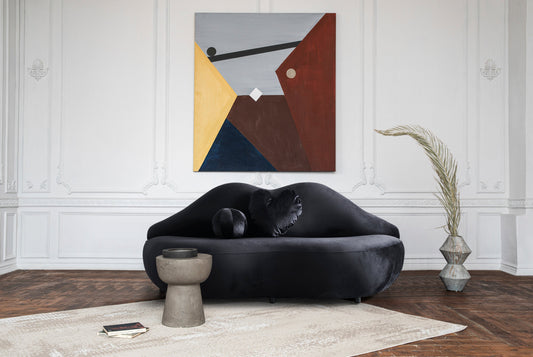 Lips Black Velvet Settee - Mattress on Demand