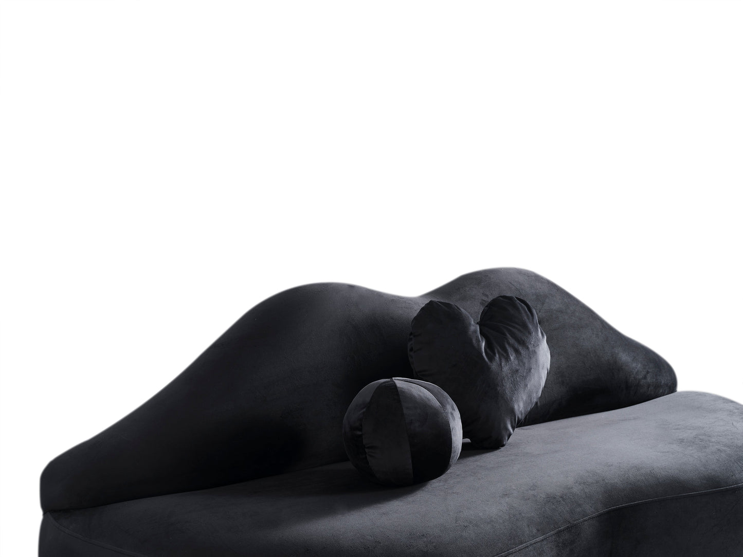 Lips Black Velvet Settee - Mattress on Demand