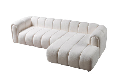 Lis Ivory Boucle RAF Sectional - Mattress on Demand