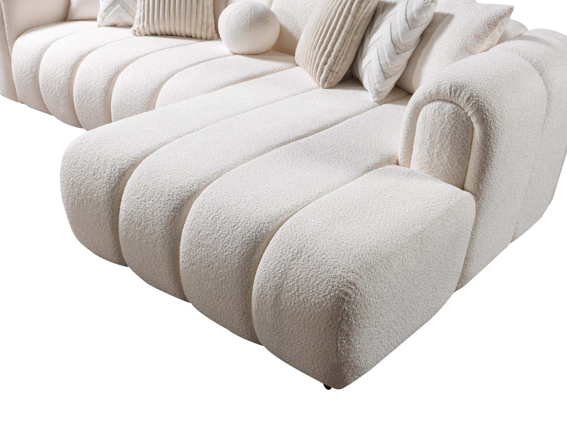 Lis Ivory Boucle RAF Sectional - Mattress on Demand