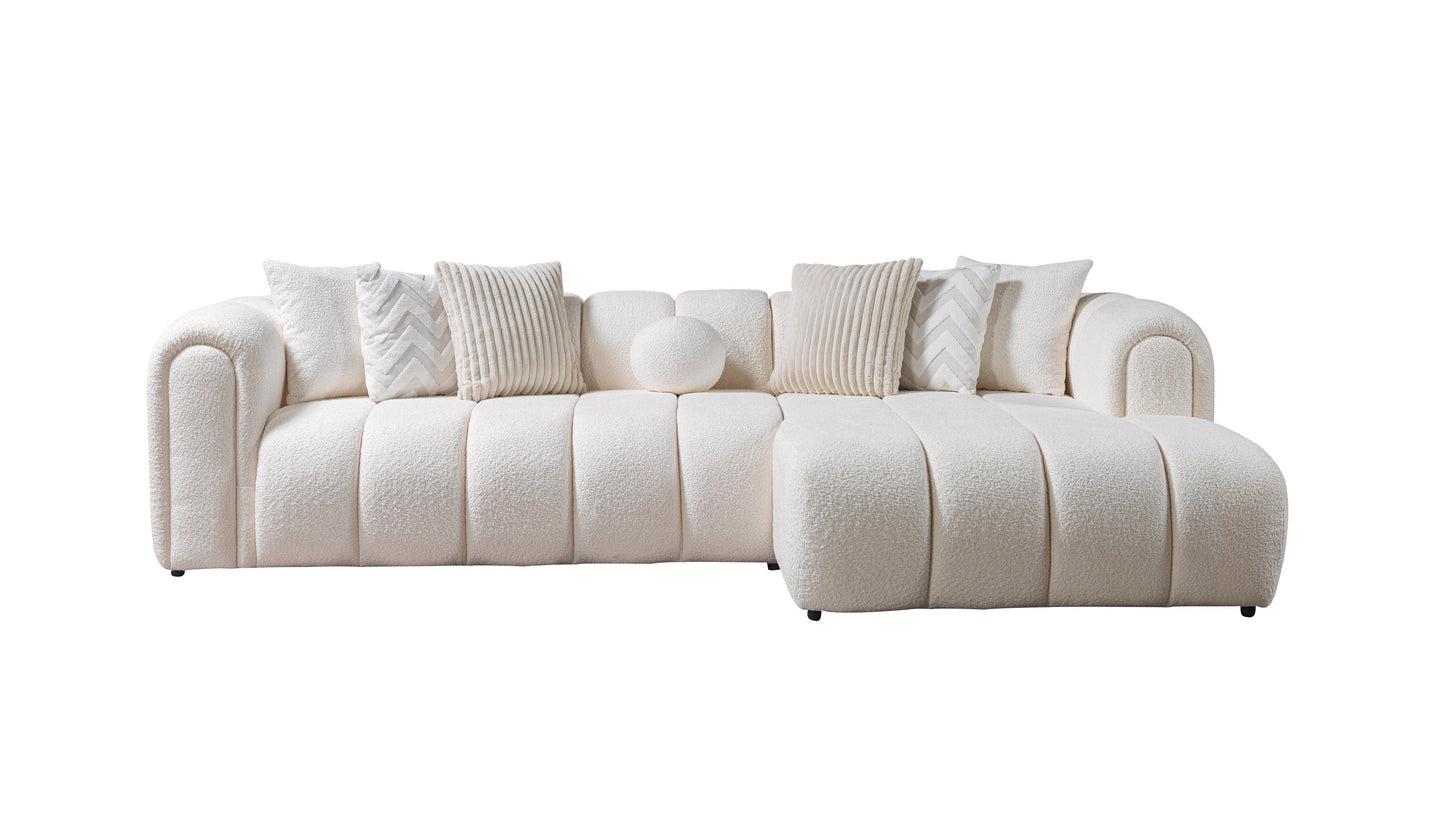 Lis Ivory Boucle RAF Sectional - Mattress on Demand