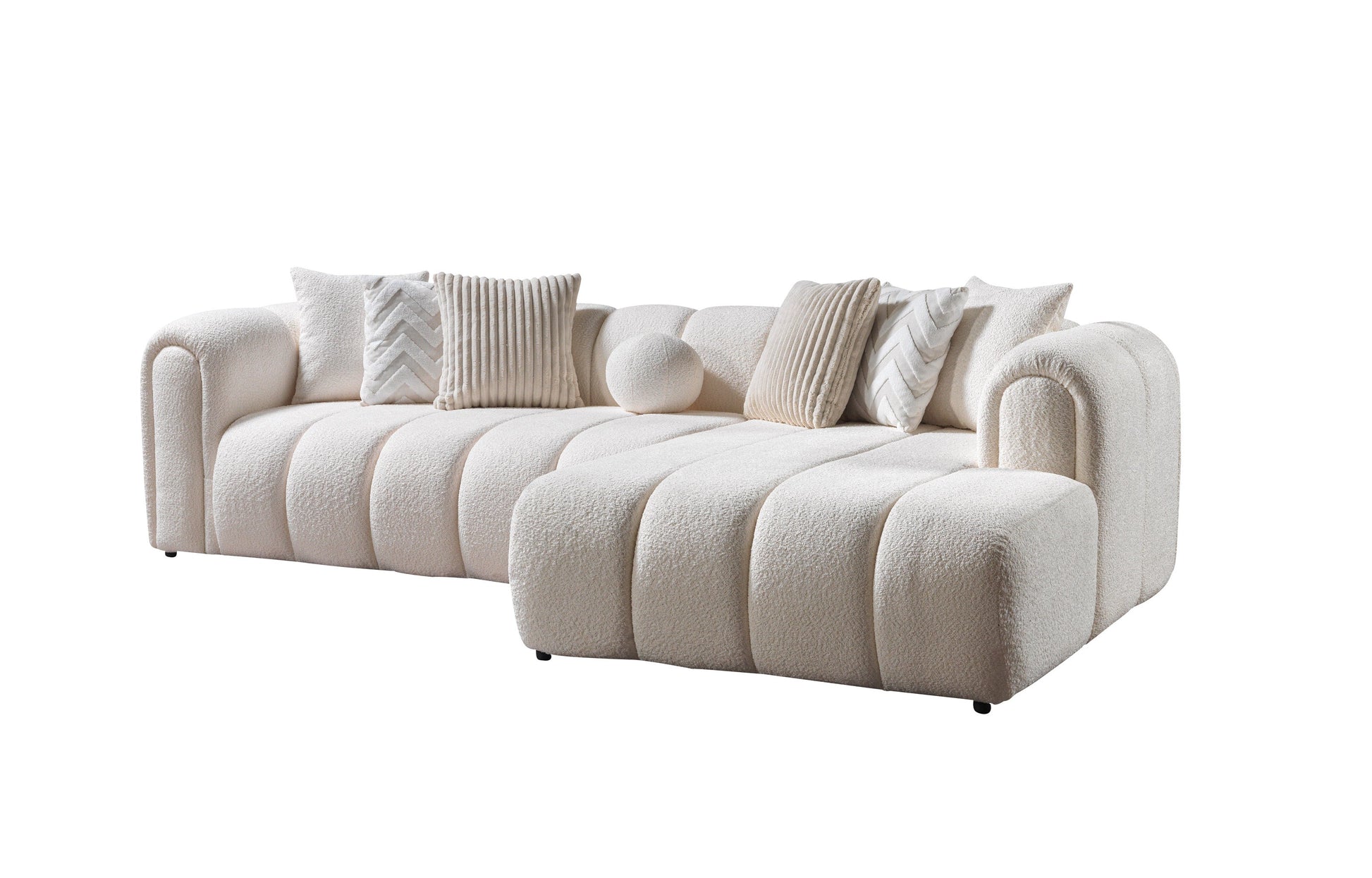 Lis Ivory Boucle RAF Sectional - Mattress on Demand